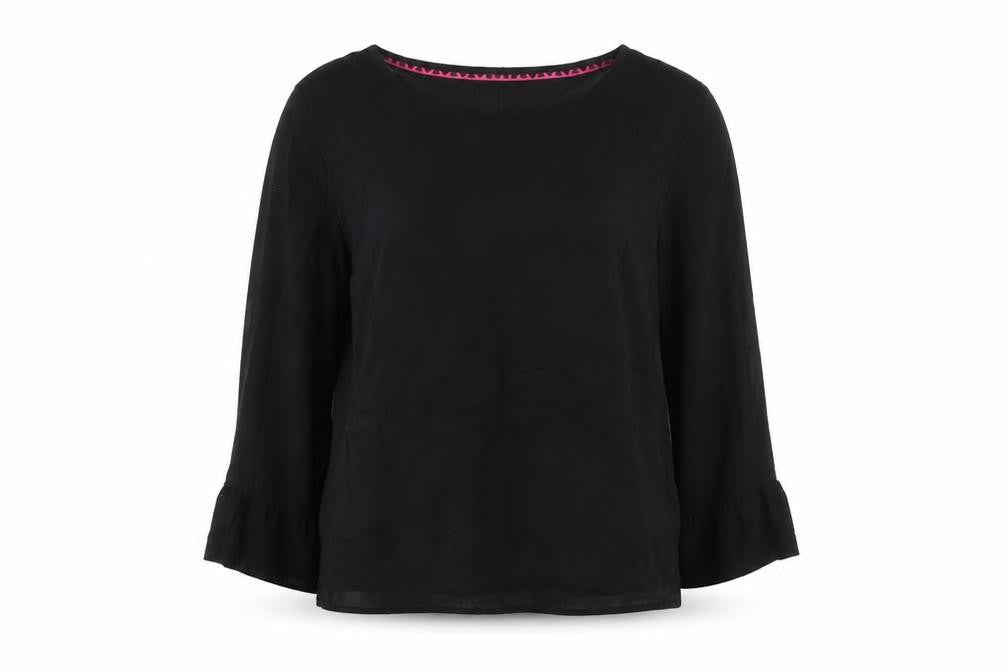Street One Women Black Blouse Size 10 Viscose 3/4 Sleeve Button Back