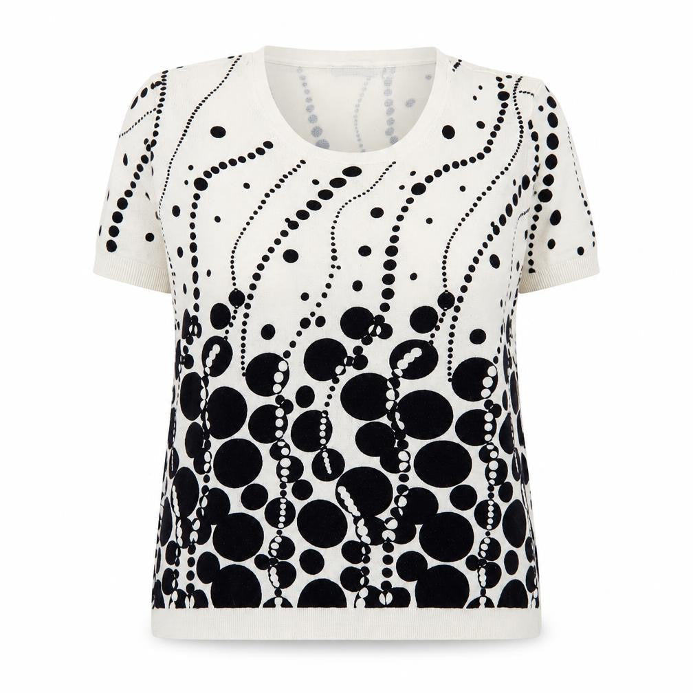 YOU YOU Women’s White Geometric Short Sleeve Stretch T-Shirt Size XL