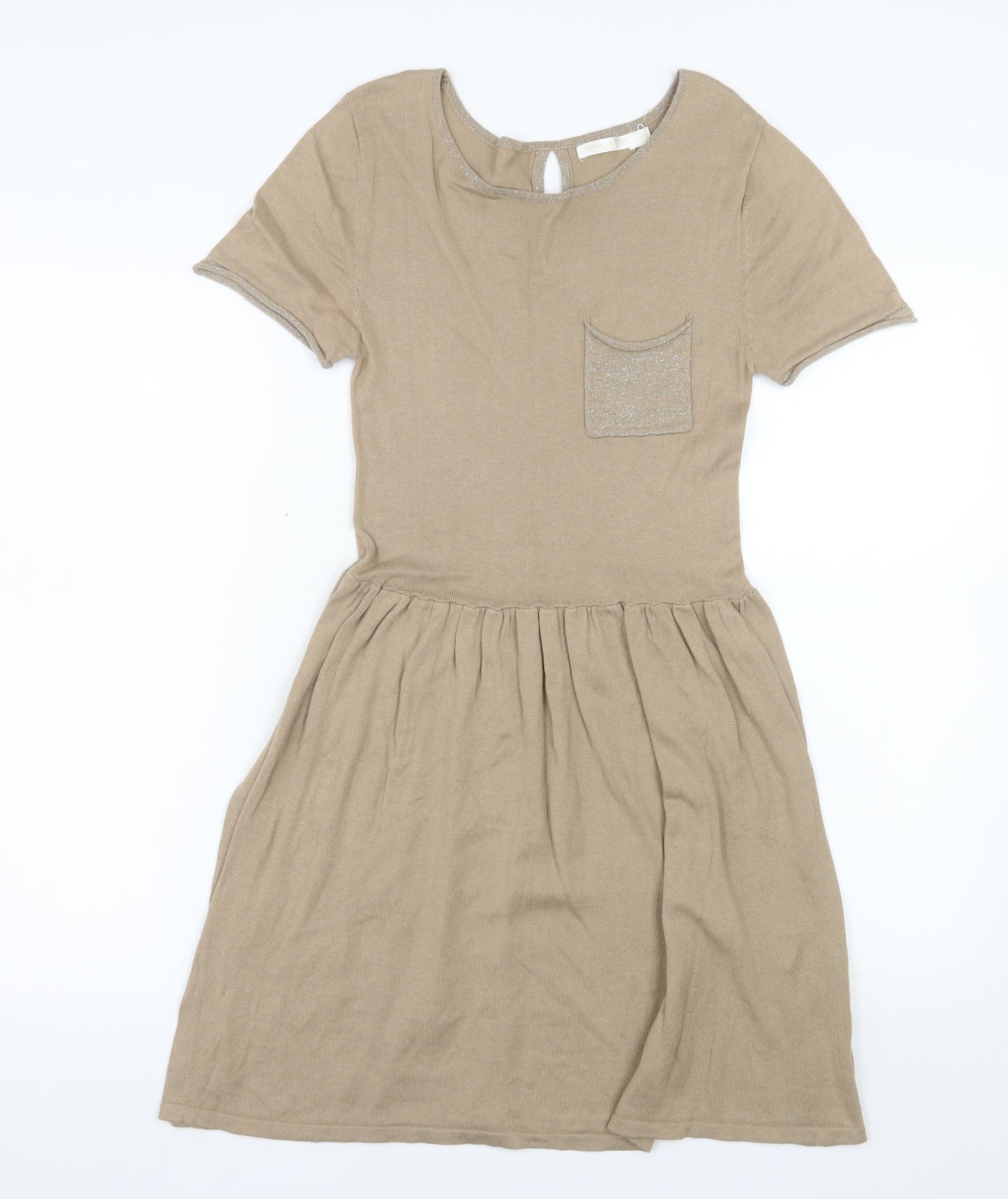 Grace & Mila Women’s Beige Skater Dress Size S Short Sleeve Knit