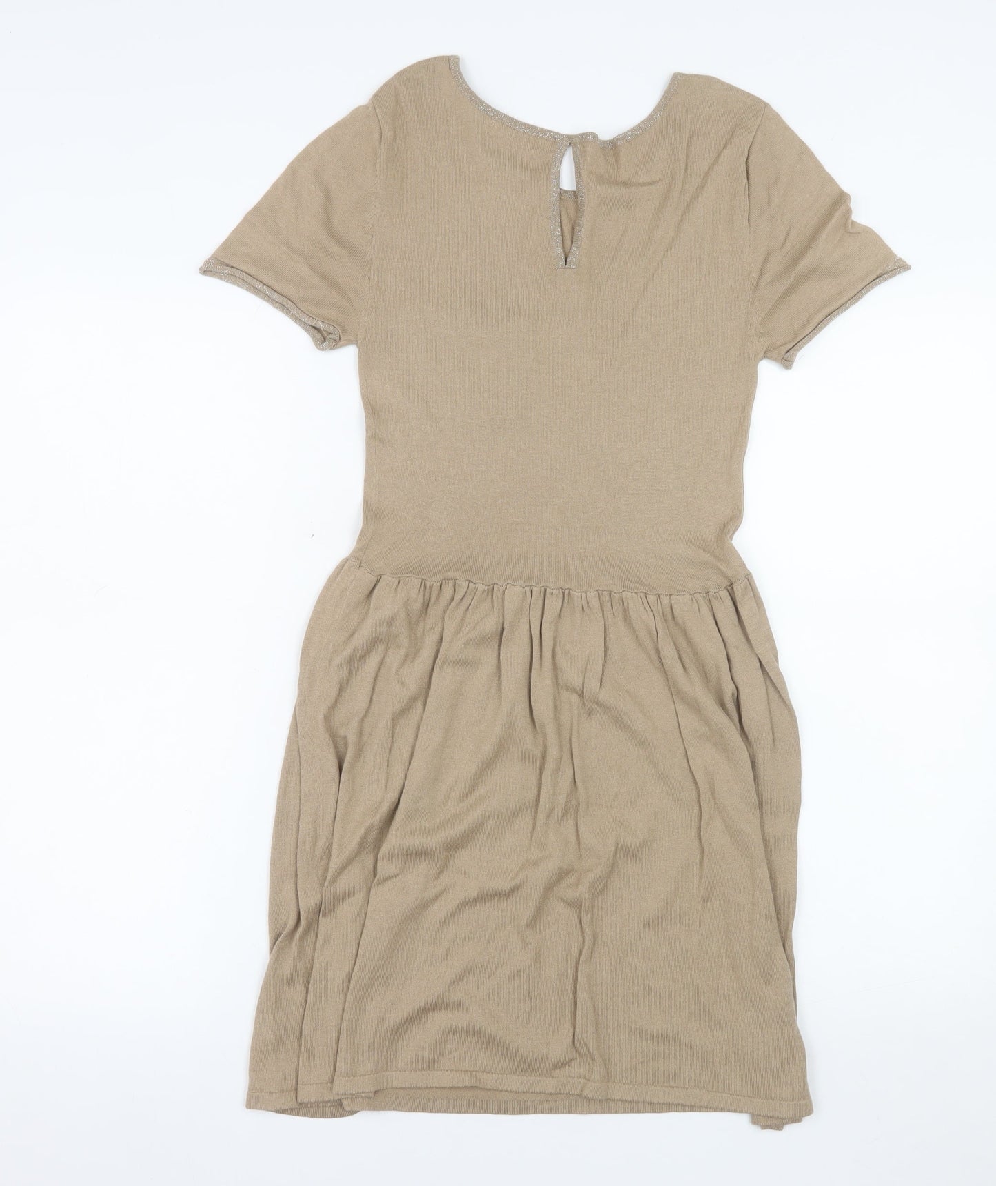 Grace & Mila Women’s Beige Skater Dress Size S Short Sleeve Knit
