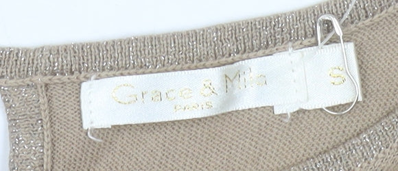 Grace & Mila Women’s Beige Skater Dress Size S Short Sleeve Knit