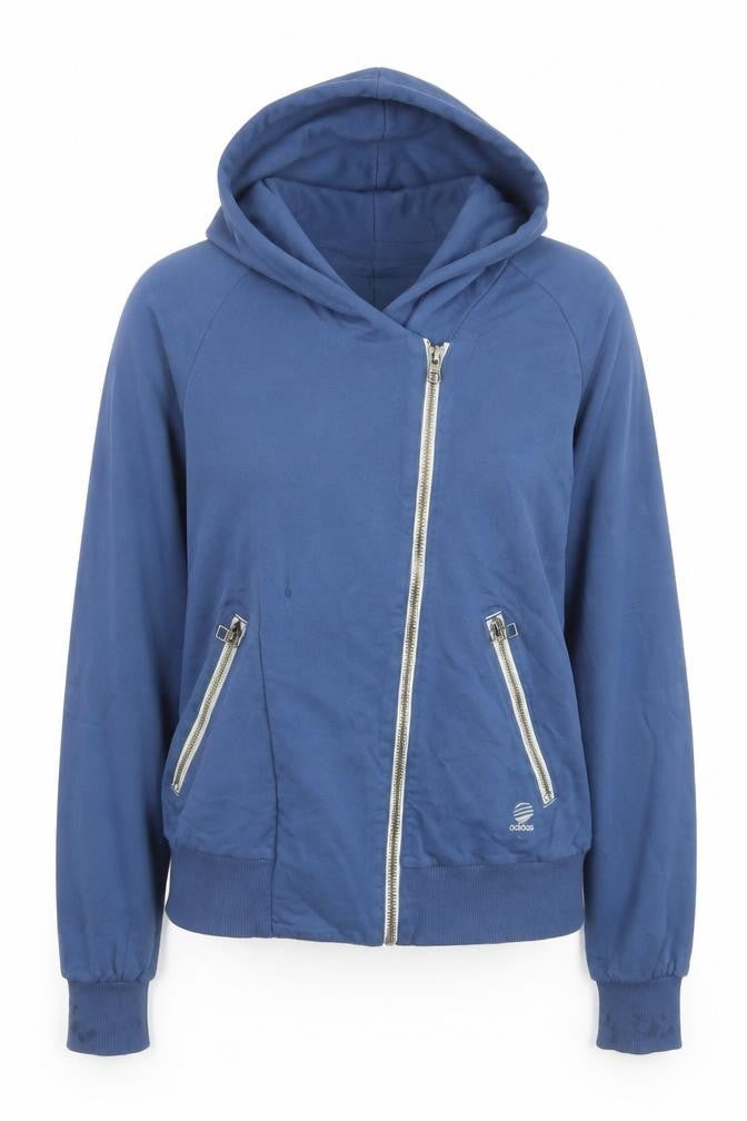 Adidas SLVR Women's Blue Hooded Zip Cotton Jacket Size M