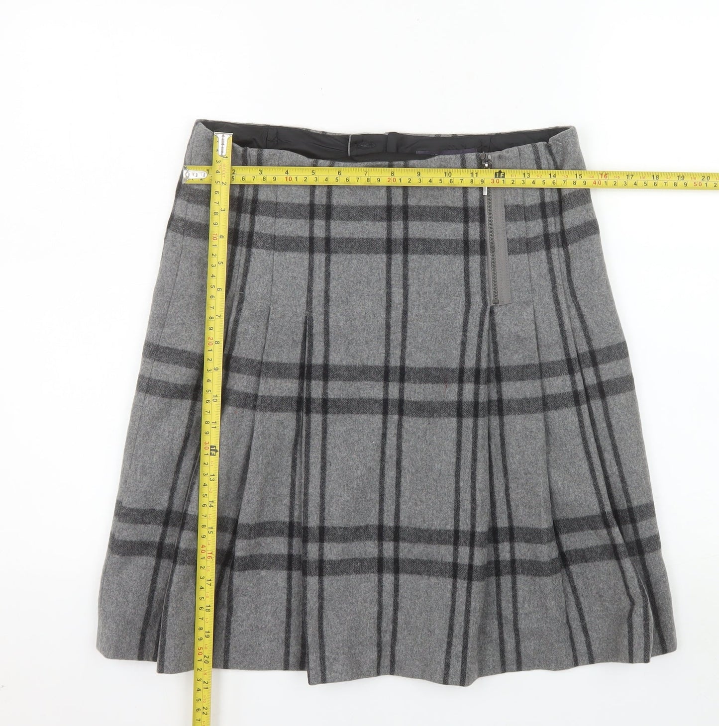 Marks and Spencer Women’s Grey Pleated Wool Blend Knee Length Skirt Size 10