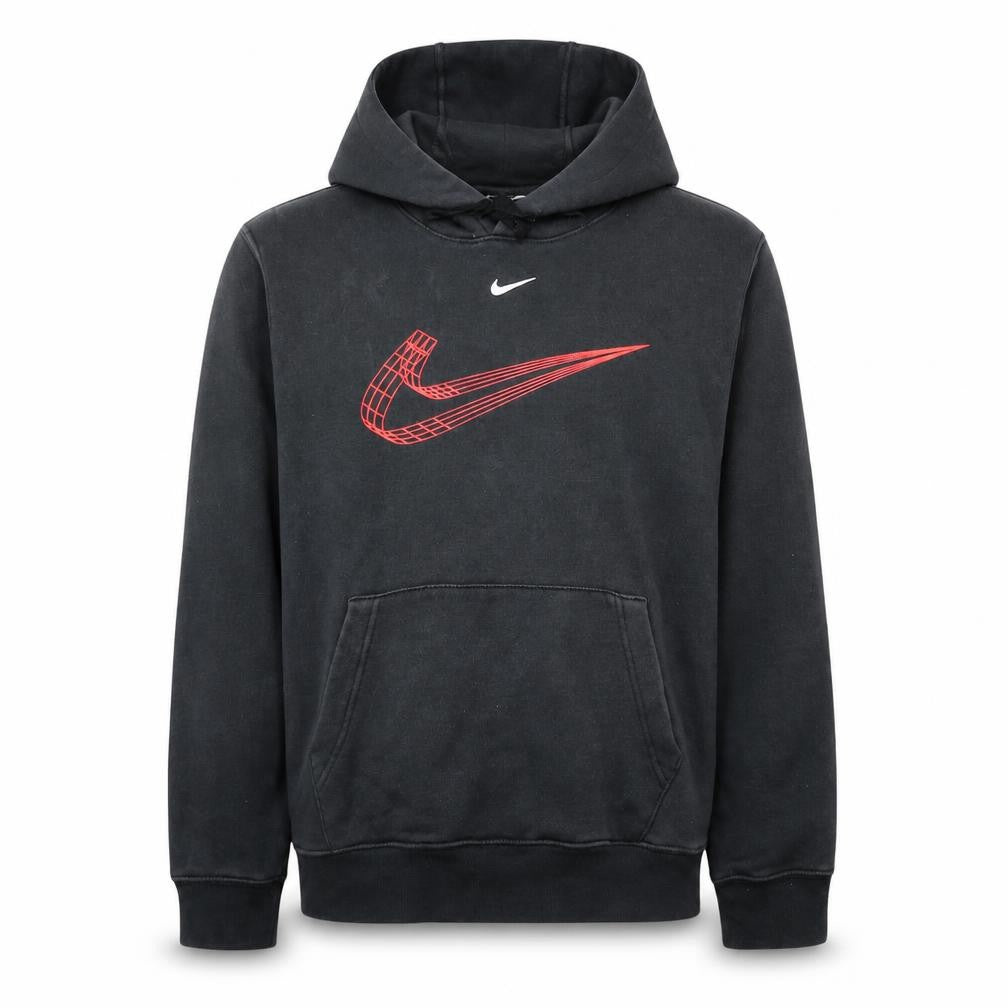 Nike Men's Black Small Pullover Hoodie with Red Logo Graphic