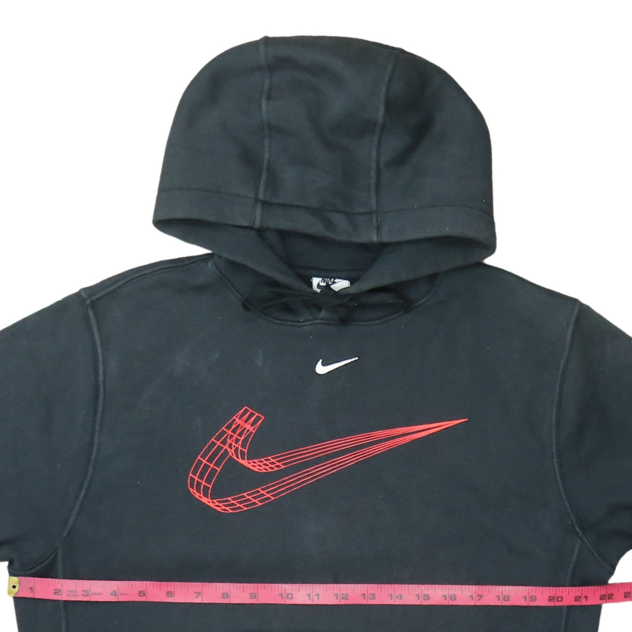 Nike Men's Black Small Pullover Hoodie with Red Logo Graphic