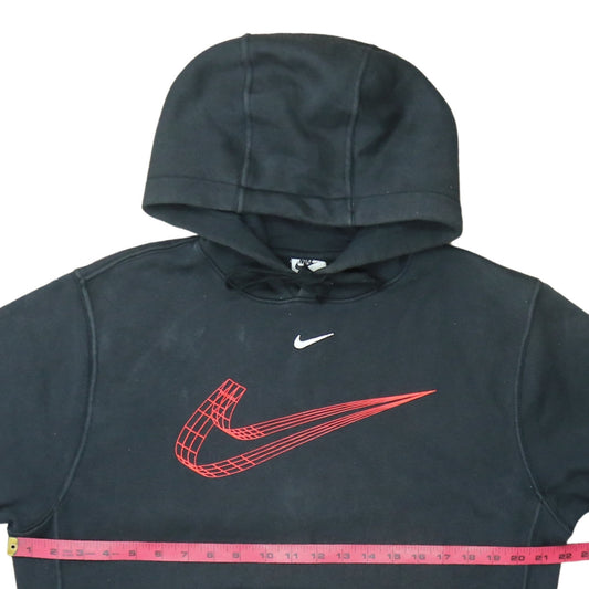 Nike Men's Black Small Pullover Hoodie with Red Logo Graphic