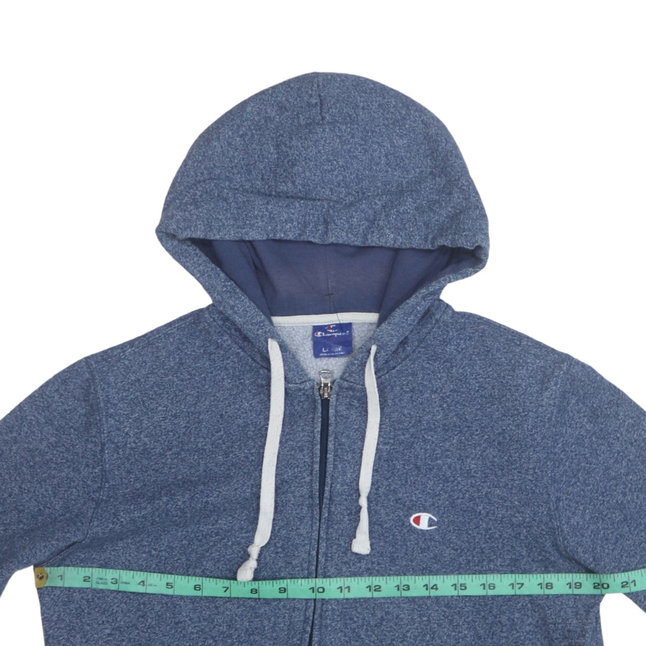 Champion Men's Blue Full Zip Fleece Hoodie Size L