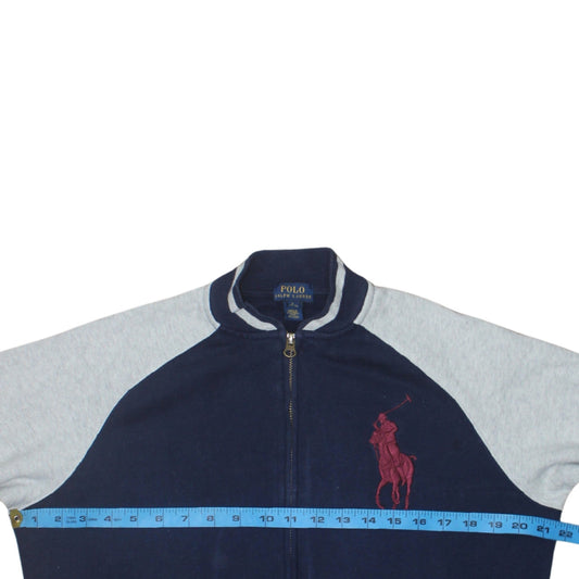 Ralph Lauren Boys Blue & Grey Full Zip Sweatshirt L Embroidered Logo