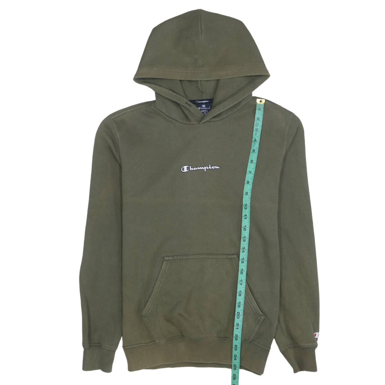 Champion Men's Green Pullover Hoodie Small Regular Fit Fleece