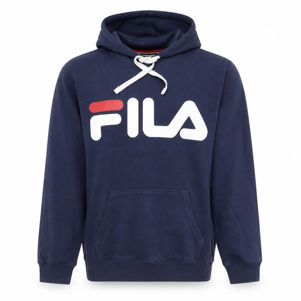 FILA Men's Blue Pullover Hoodie Small Logo Sportswear Sweatshirt