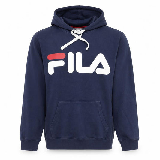 FILA Men's Blue Pullover Hoodie Small Logo Sportswear Sweatshirt