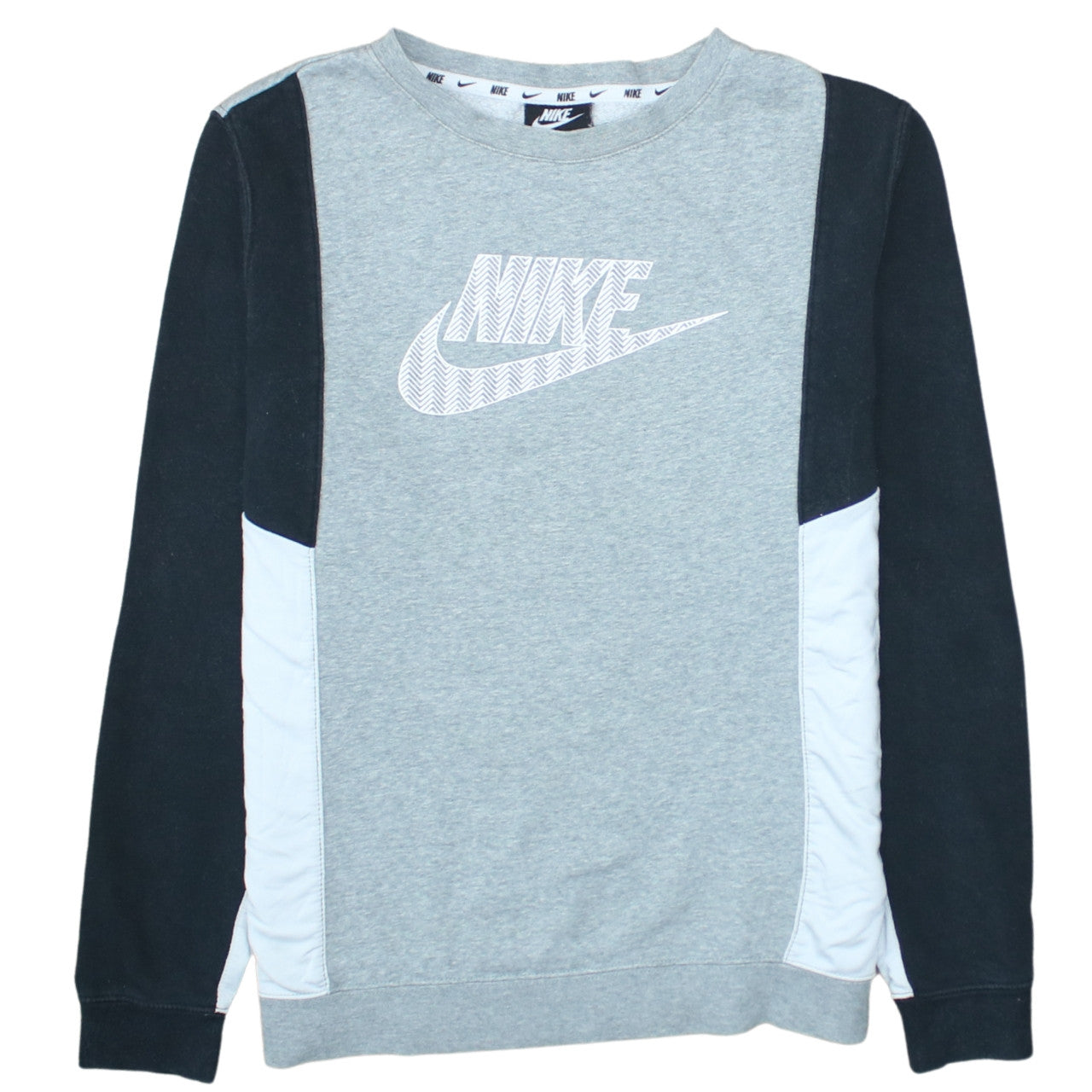 Nike Boys Grey XL Colourblock Crew Neck Pullover Sweatshirt
