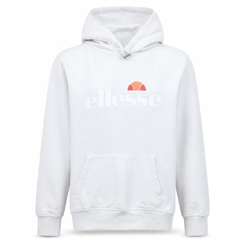 Ellesse Women's White Pullover Hoodie UK 12 Logo Print Cotton Blend
