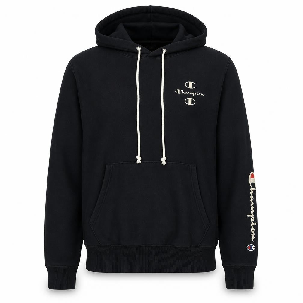 Champion Men’s Black Pullover Hoodie Small Logo Fleece Sweatshirt