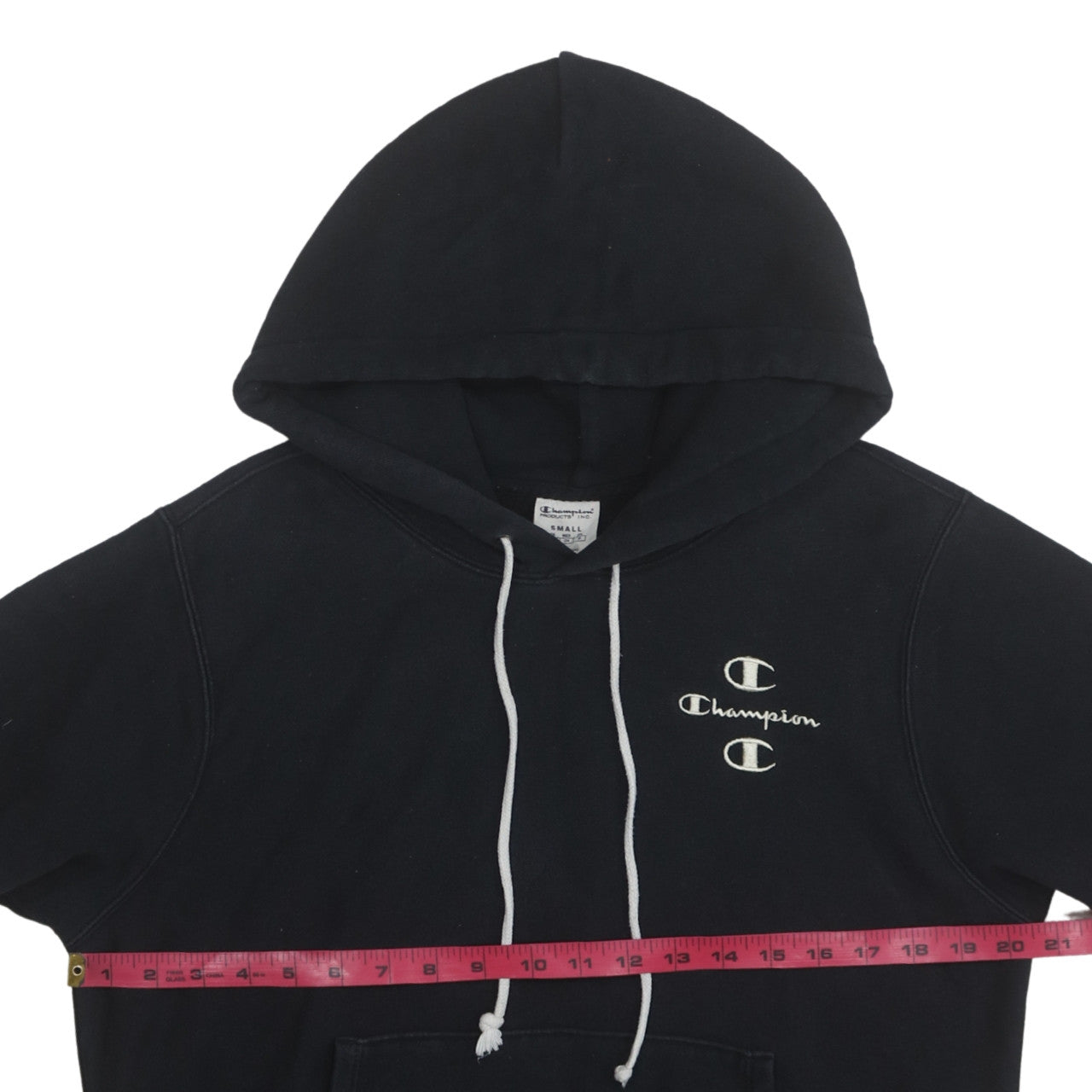 Champion Men’s Black Pullover Hoodie Small Logo Fleece Sweatshirt