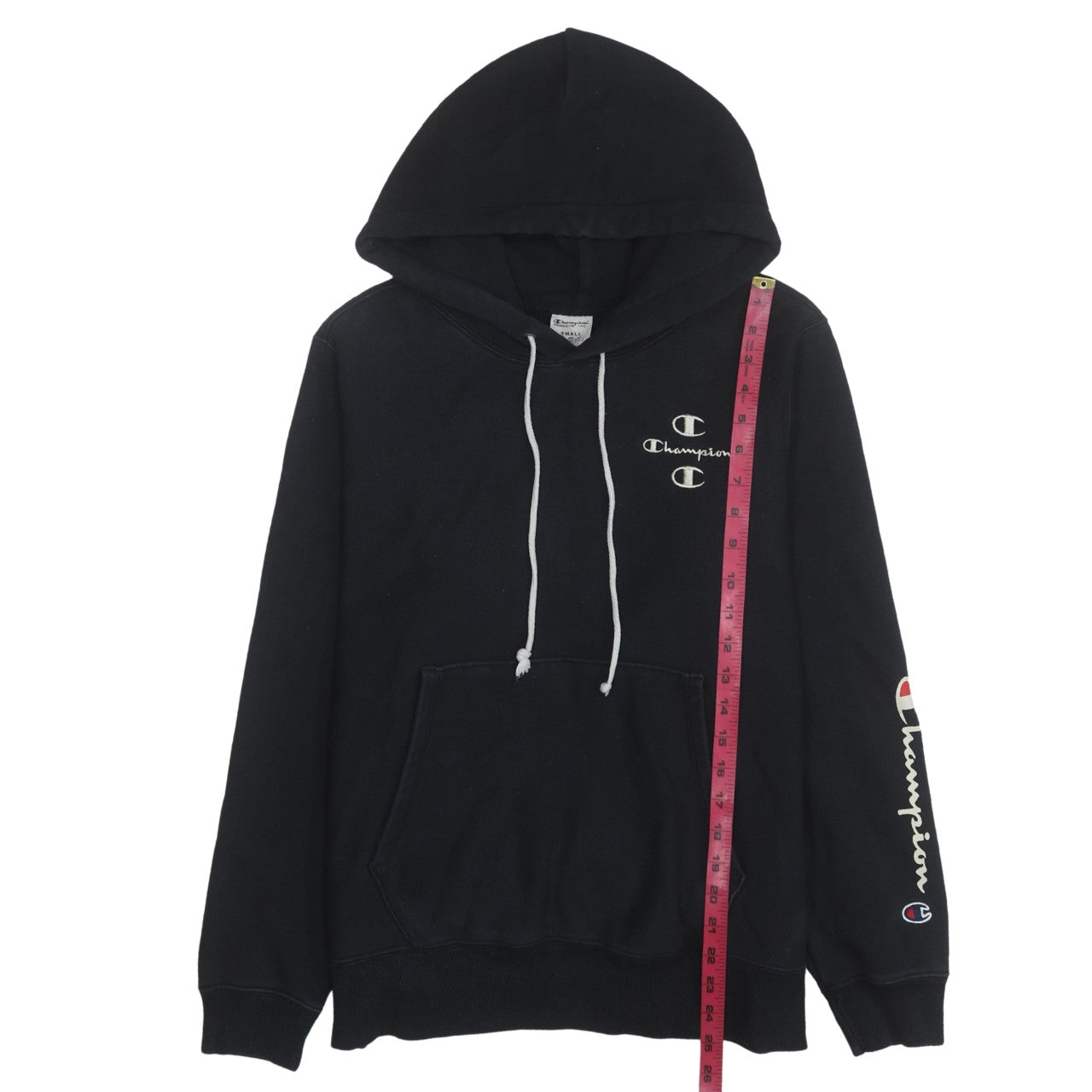 Champion Men’s Black Pullover Hoodie Small Logo Fleece Sweatshirt
