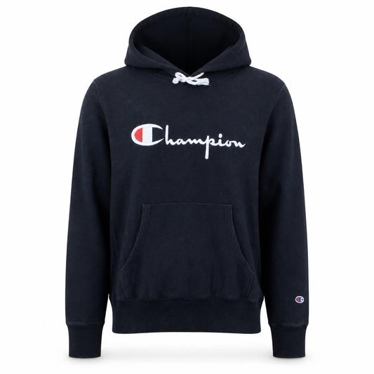 Champion Men's Black Pullover Hoodie Large Embroidered Logo Retro Style