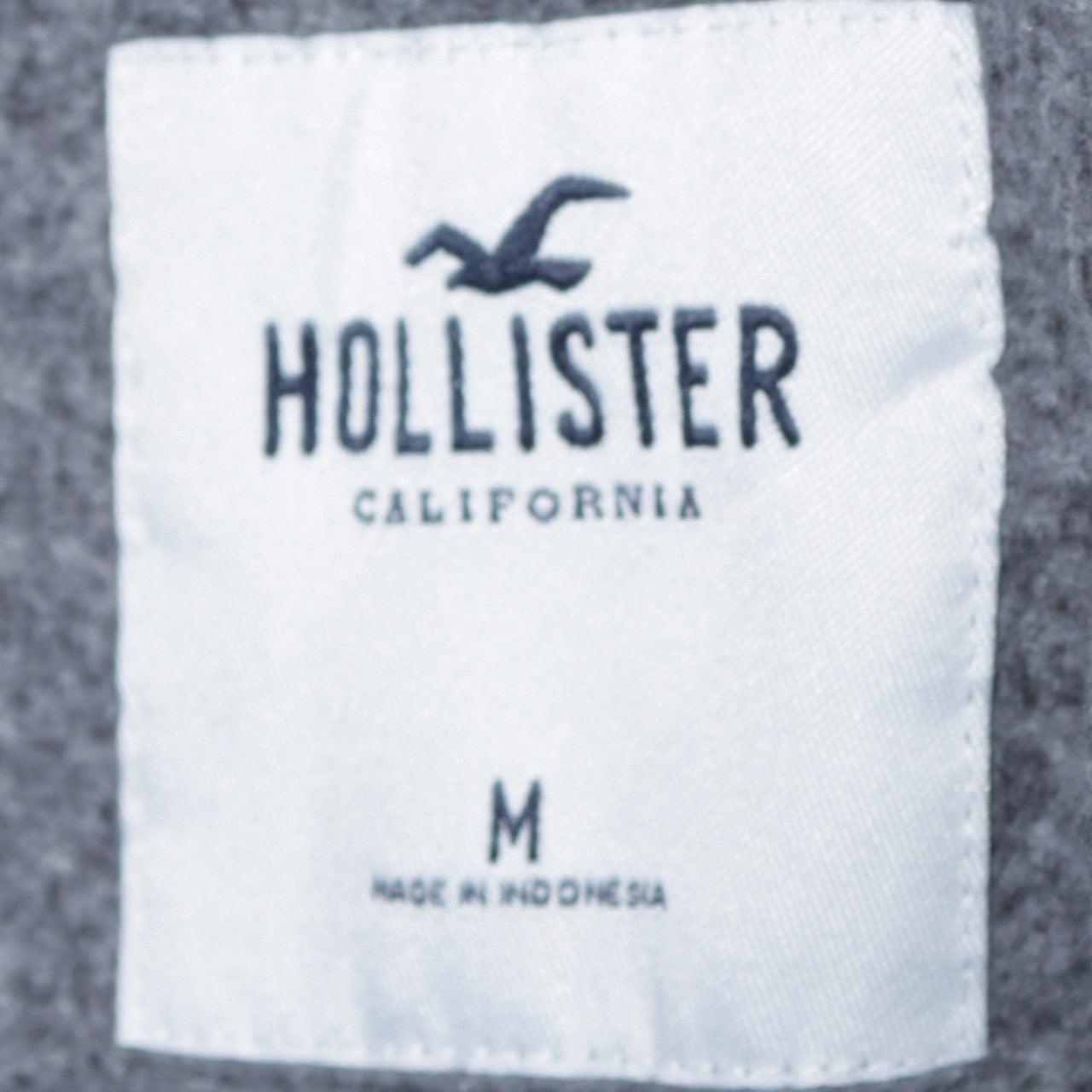 Hollister Women Grey Pullover Hoodie Medium Cotton Blend Logo