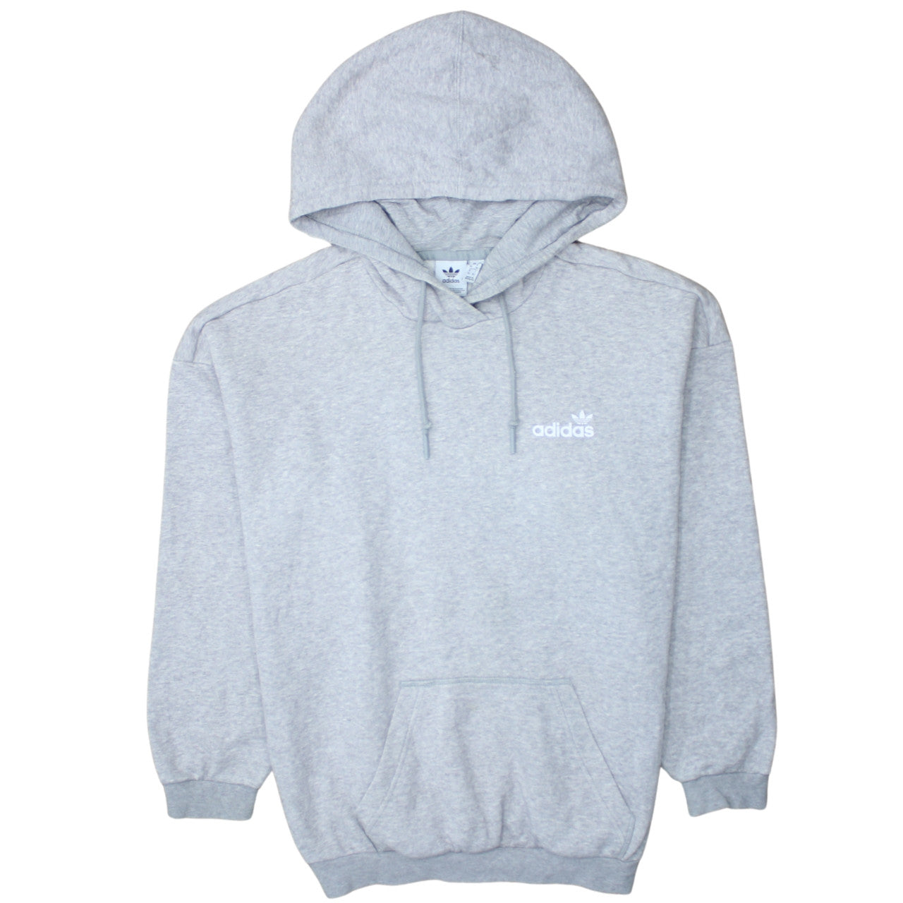 Adidas Womens Grey Pullover Hoodie Small Logo Cotton Blend Casual