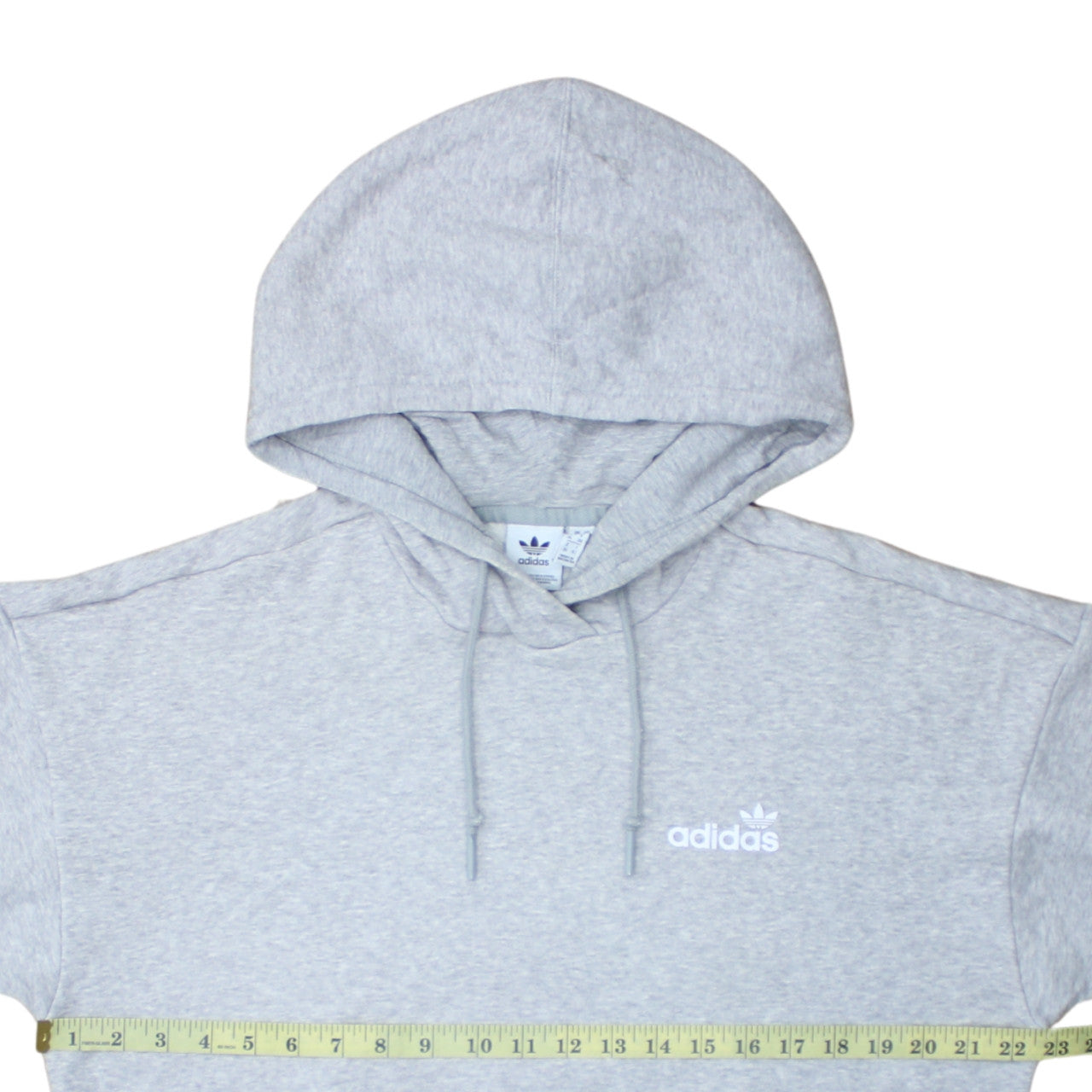 Adidas Womens Grey Pullover Hoodie Small Logo Cotton Blend Casual