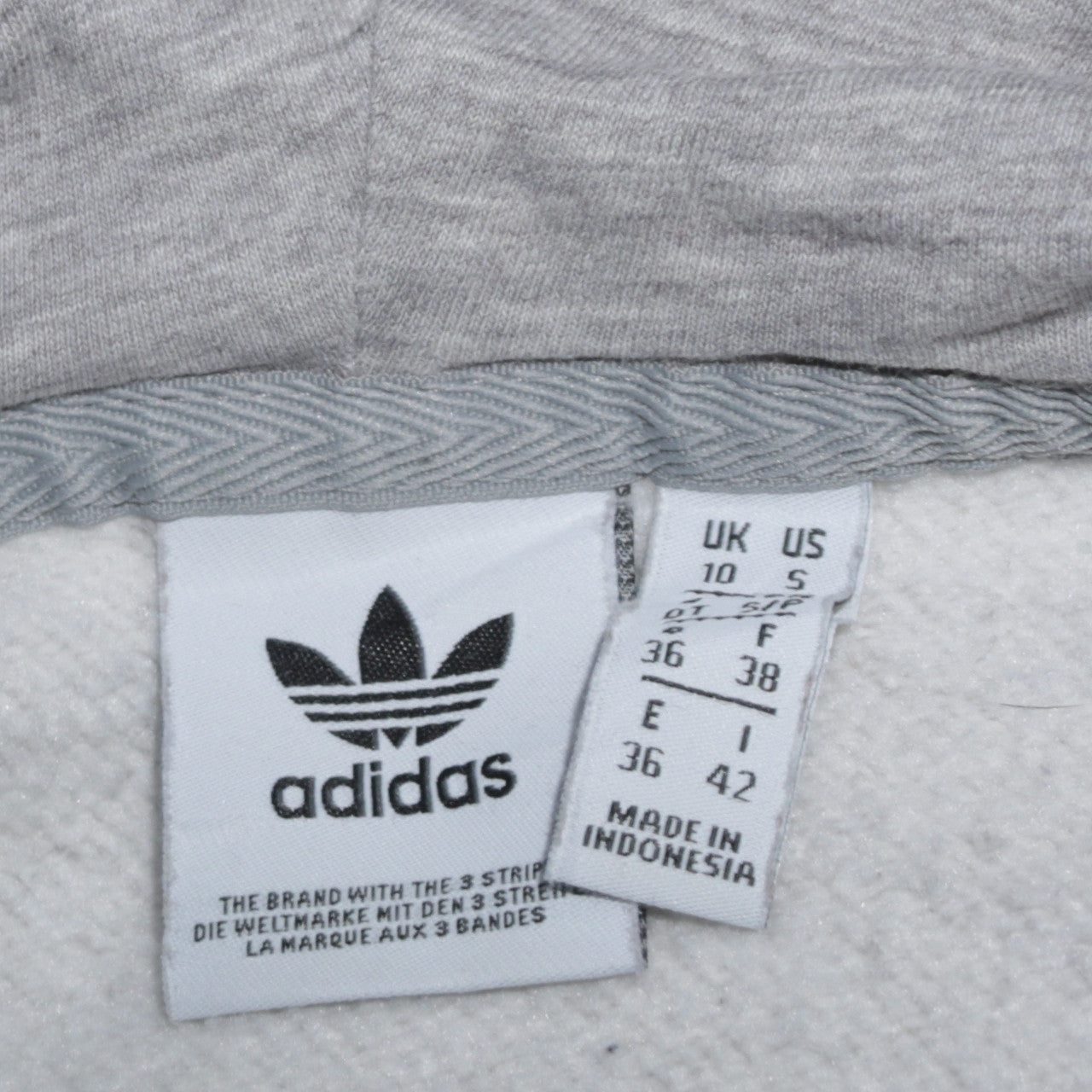 Adidas Womens Grey Pullover Hoodie Small Logo Cotton Blend Casual