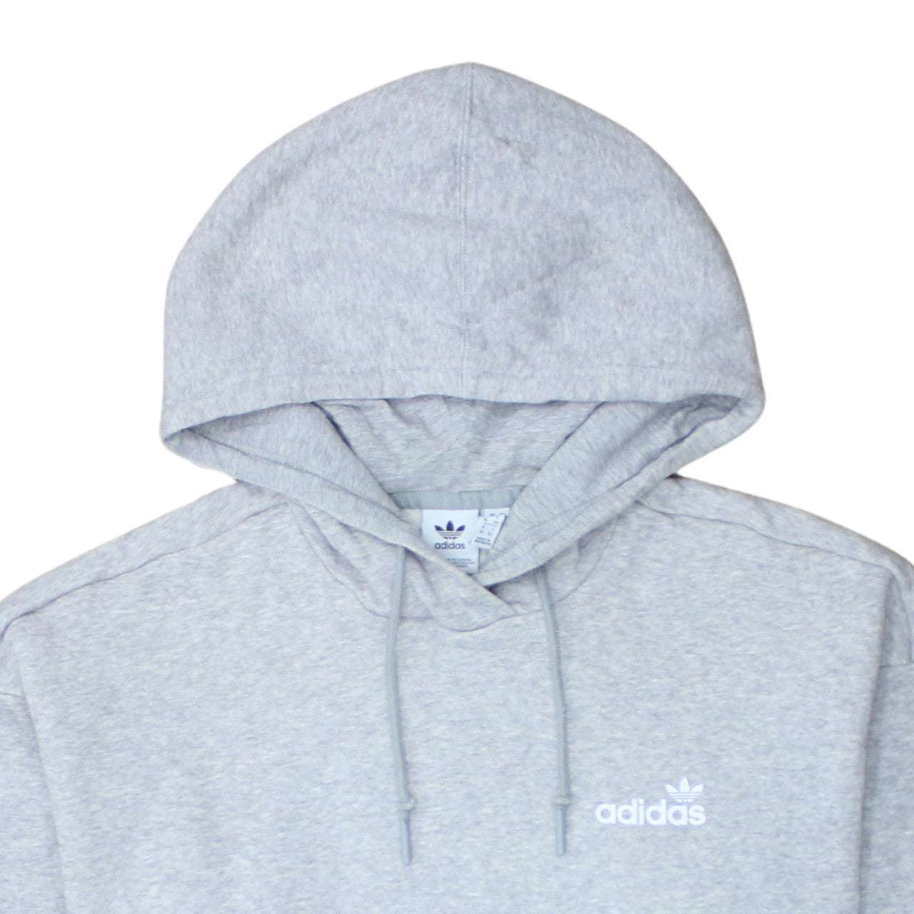 Adidas Womens Grey Pullover Hoodie Small Logo Cotton Blend Casual