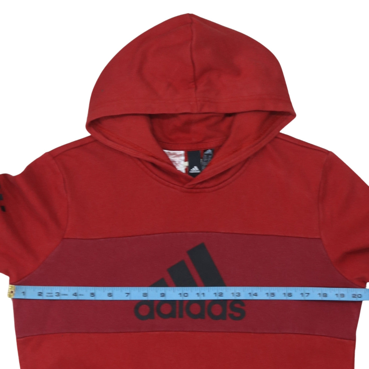 Adidas Boys Red Pullover Hoodie XL 15-16Y Cotton Blend Logo Hooded Top