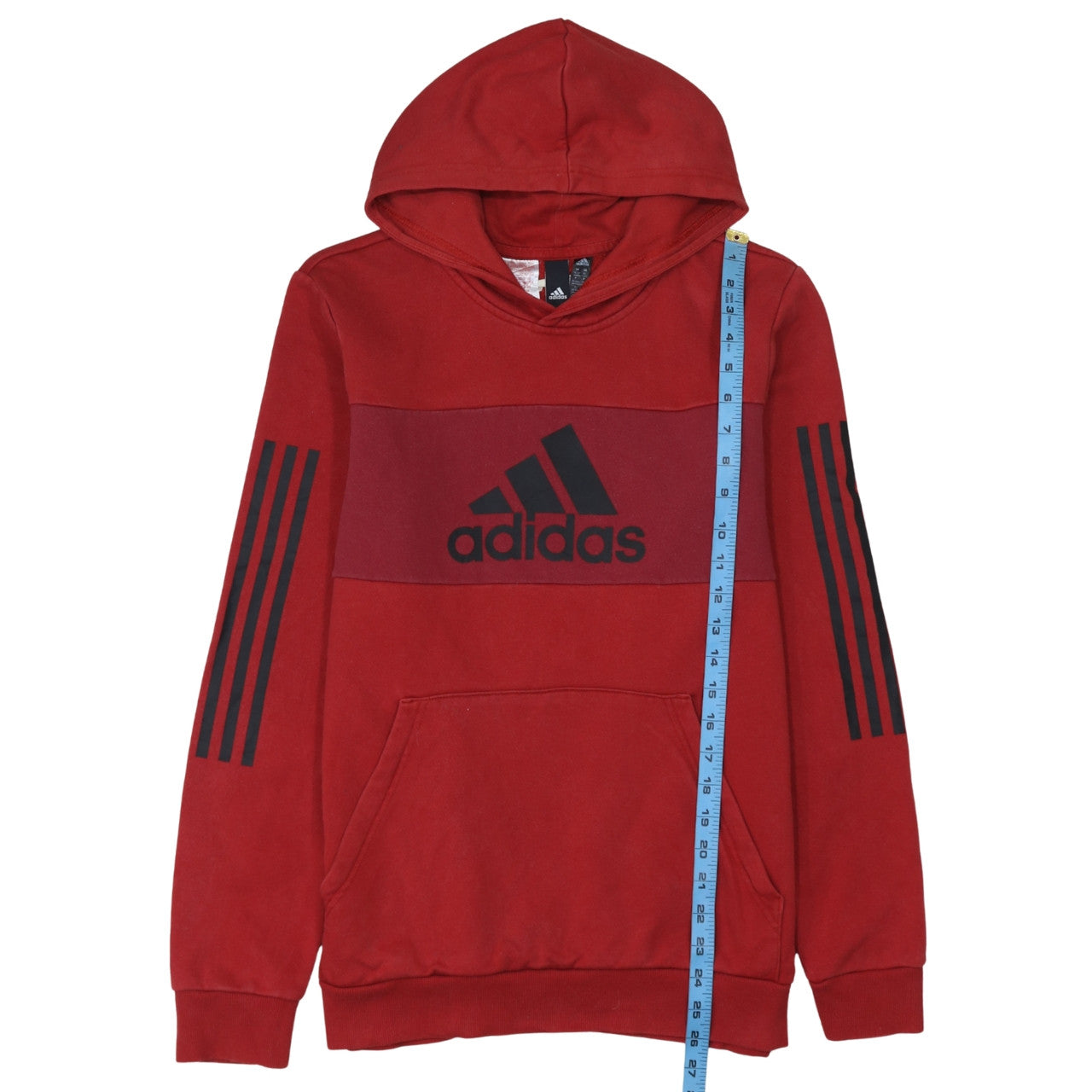 Adidas Boys Red Pullover Hoodie XL 15-16Y Cotton Blend Logo Hooded Top