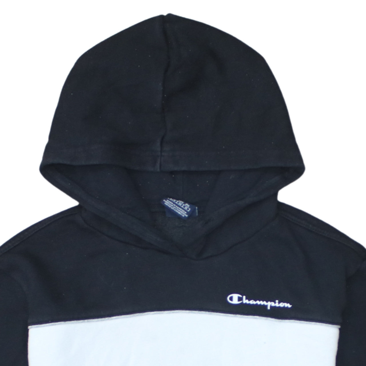 Champion Men's Black & White Small Pullover Hoodie Jumper