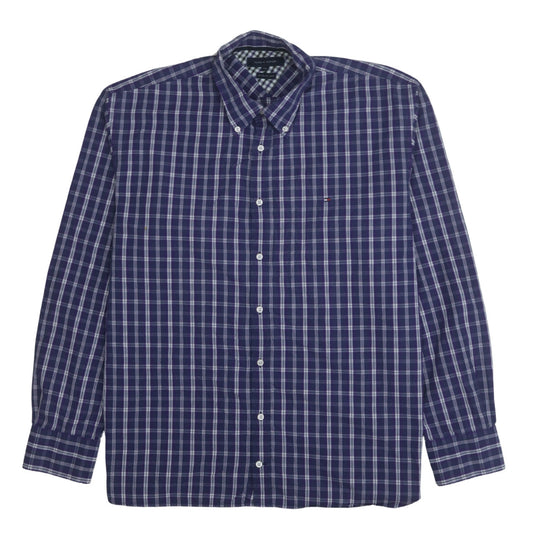 Tommy Hilfiger Men’s Blue Checked 2XL Long Sleeve Button-Up Shirt