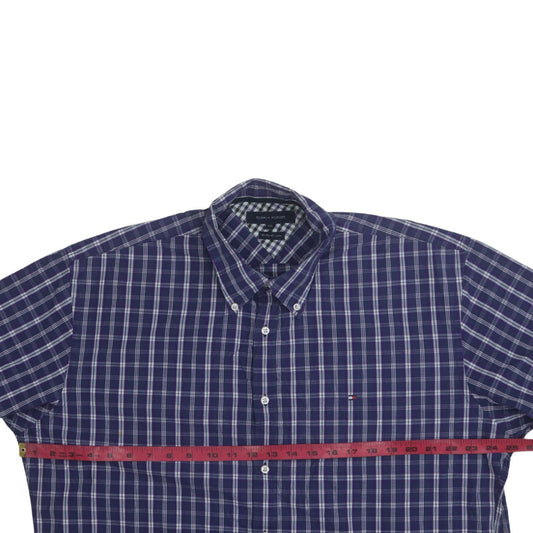 Tommy Hilfiger Men’s Blue Checked 2XL Long Sleeve Button-Up Shirt