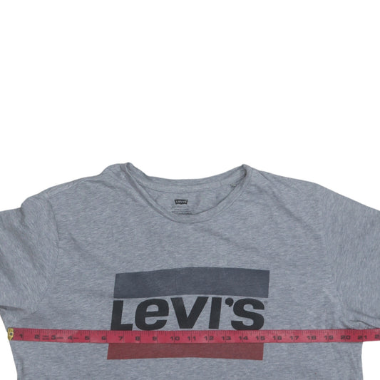 Levi's Men's Grey Graphic Logo Crew Neck Cotton T-Shirt L