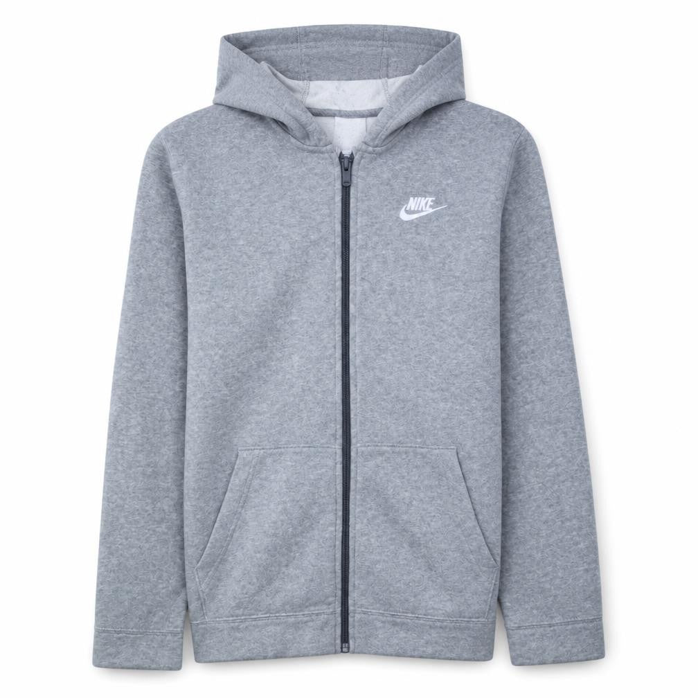 Nike Boys Grey Full Zip Hoodie XL 158-170cm Classic Fleece Sweatshirt