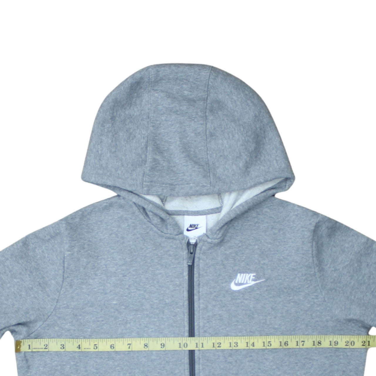 Nike Boys Grey Full Zip Hoodie XL 158-170cm Classic Fleece Sweatshirt