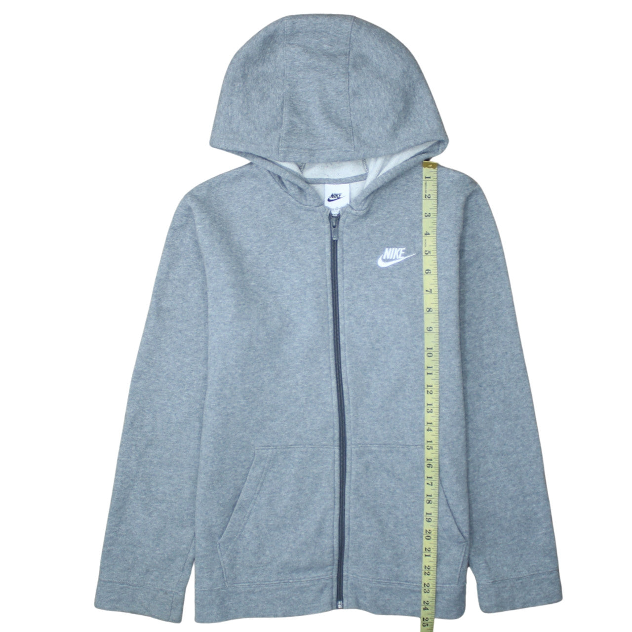 Nike Boys Grey Full Zip Hoodie XL 158-170cm Classic Fleece Sweatshirt