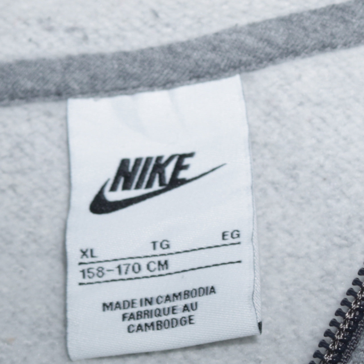 Nike Boys Grey Full Zip Hoodie XL 158-170cm Classic Fleece Sweatshirt