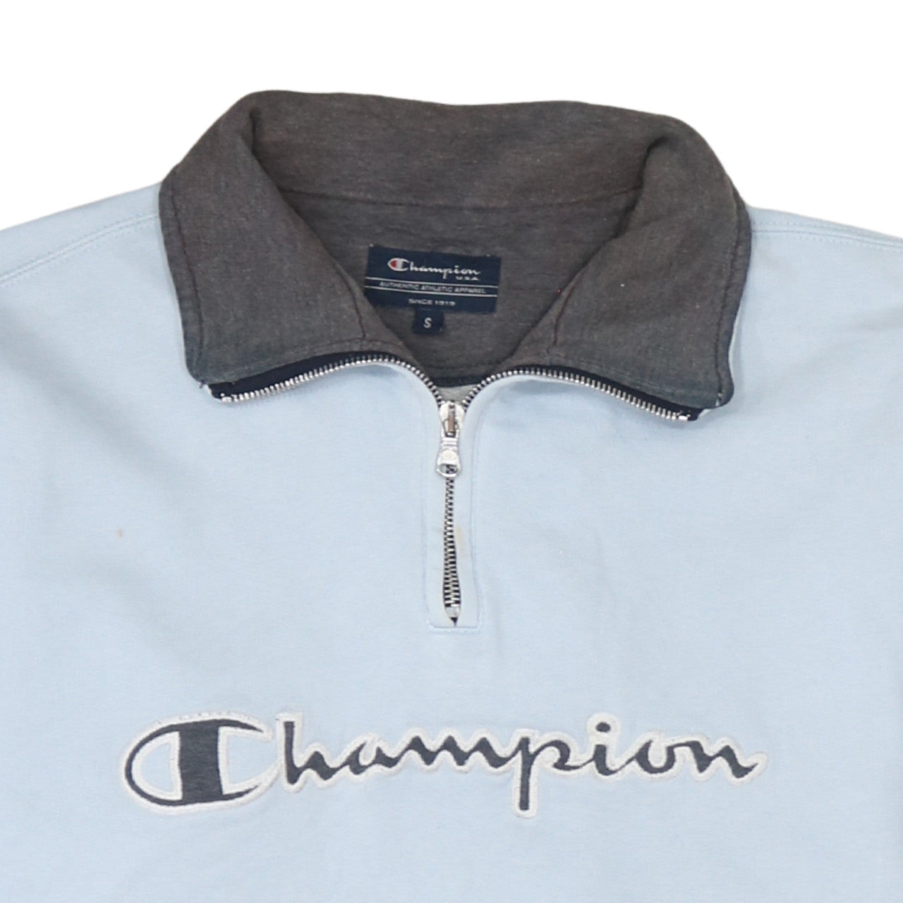 Champion Men's Blue 1/4 Zip Pullover Sweatshirt Size S