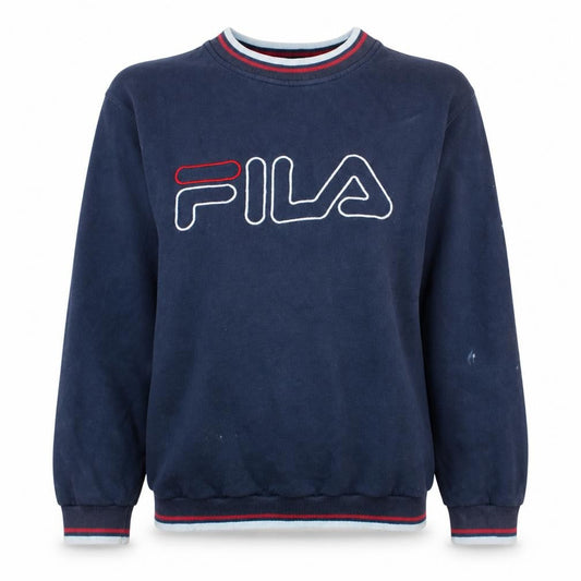 Fila Womens Navy Blue Logo Sweatshirt Size 6 Classic Pullover