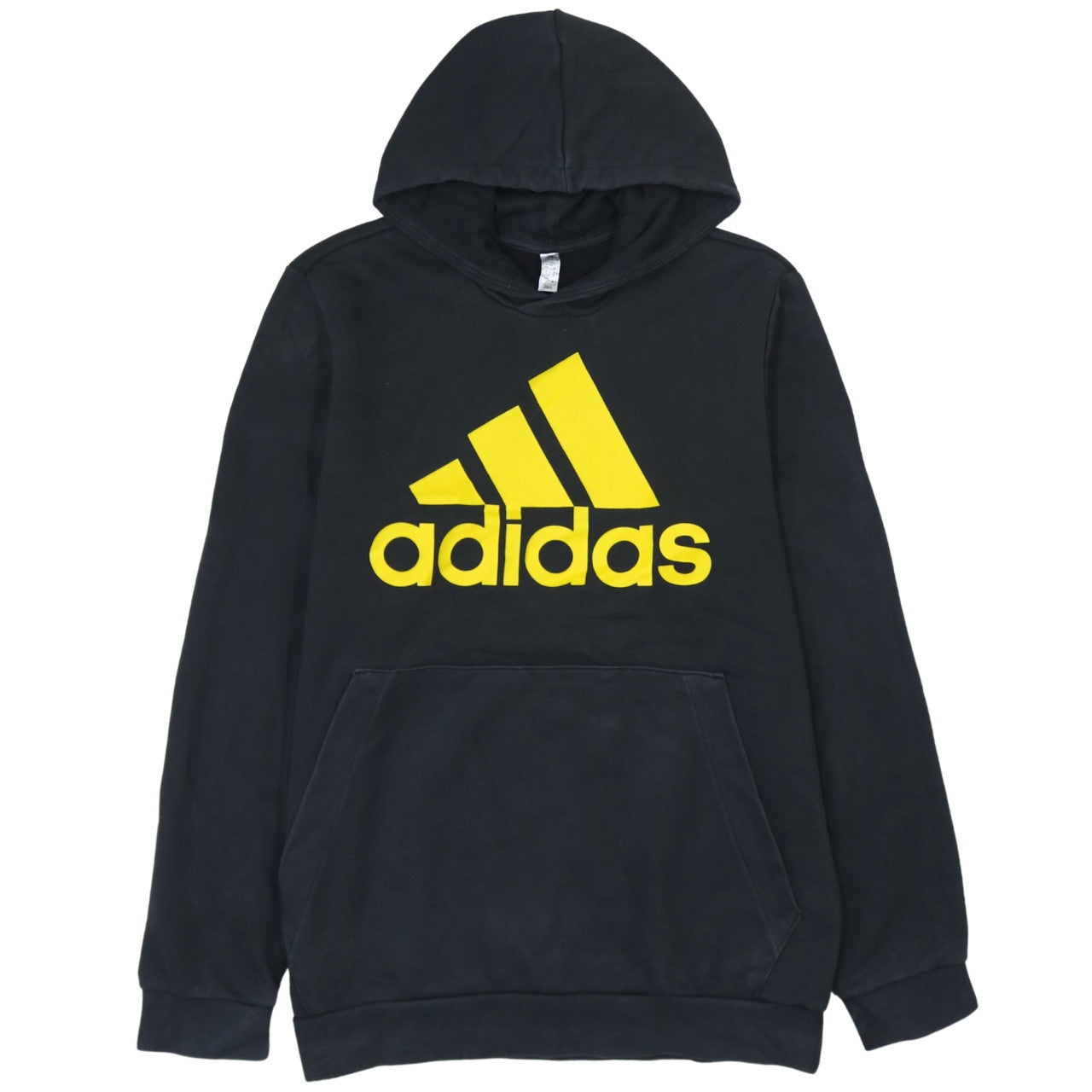 Adidas Men's Black XL Pullover Hoodie with Yellow Logo Print
