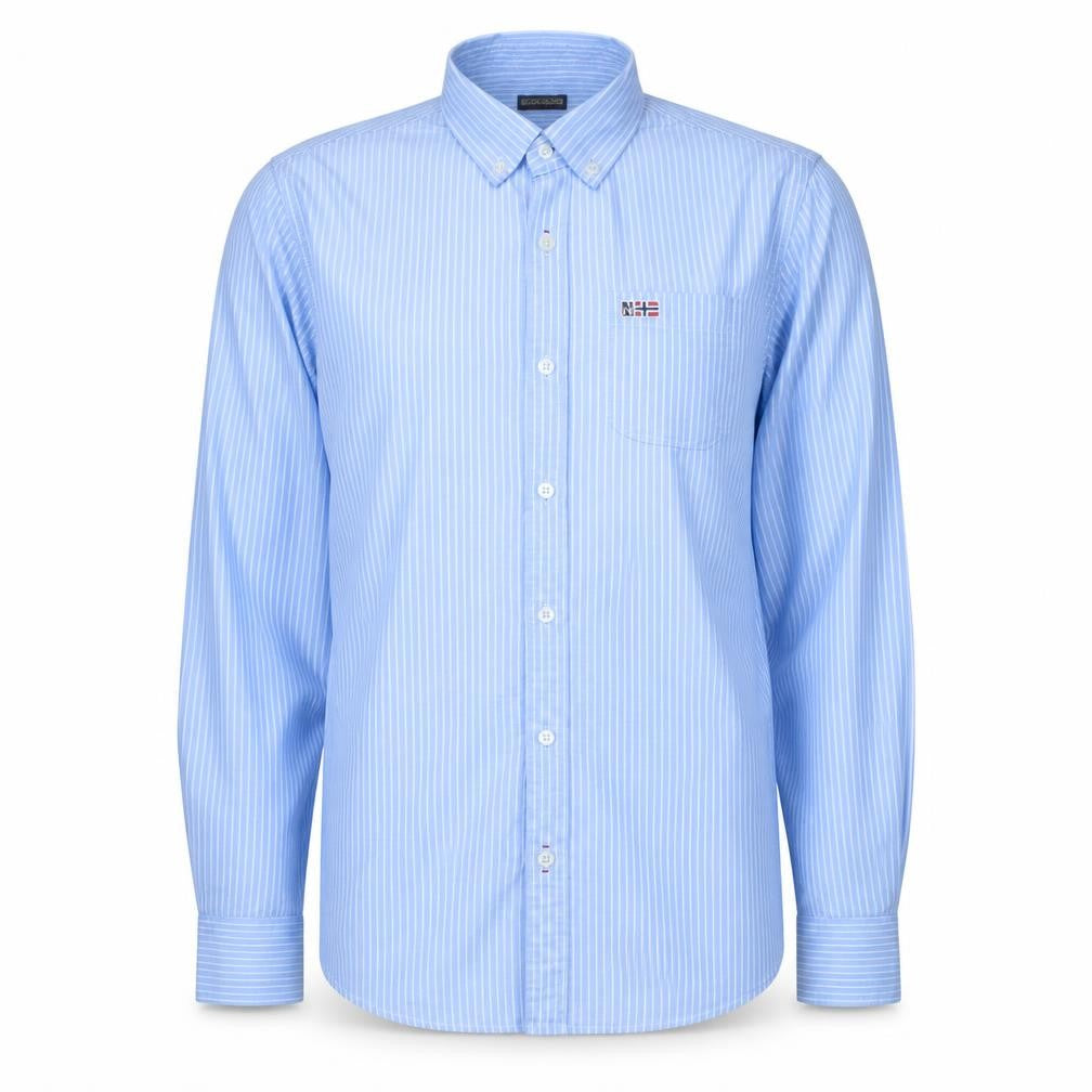 Napapijri Men's Blue Striped Button-Down Cotton Shirt Size S