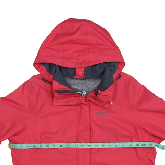 Jack Wolfskin Women's Red Waterproof Hooded Rain Jacket Size 14/16