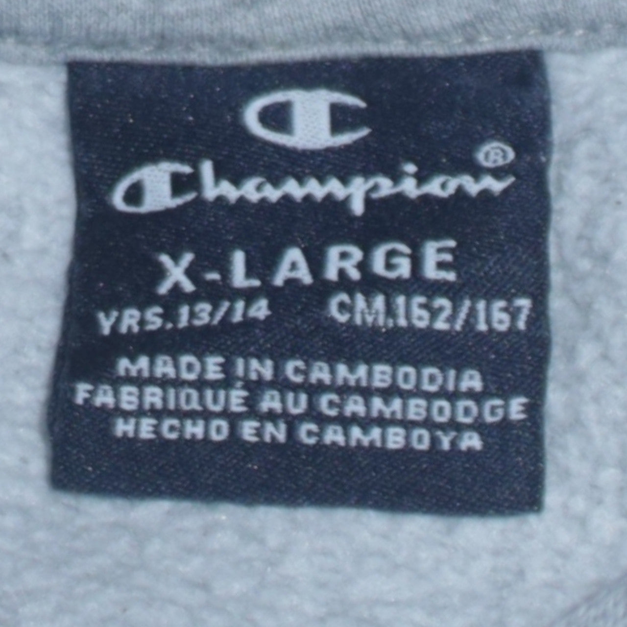 Champion Boys Grey Pullover Hoodie XL 13-14 Years Cotton Blend Logo Sweatshirt