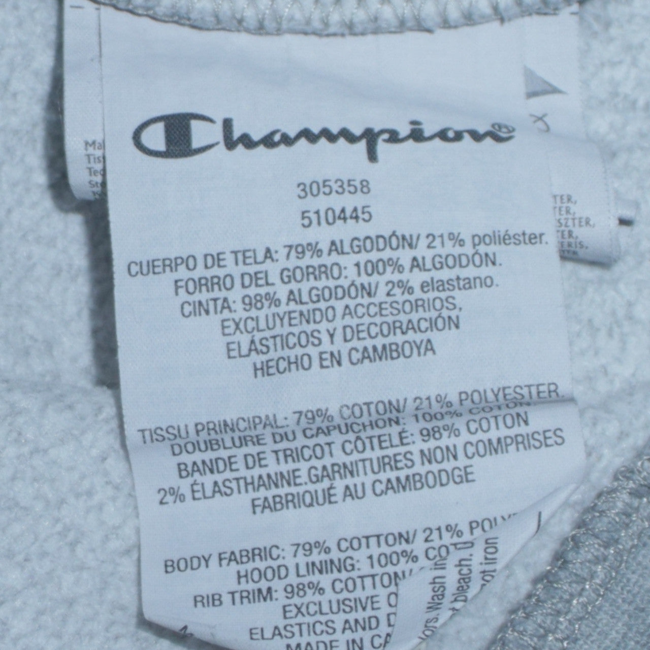 Champion Boys Grey Pullover Hoodie XL 13-14 Years Cotton Blend Logo Sweatshirt