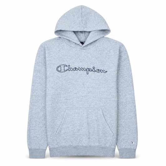 Champion Men Grey Pullover Hoodie L Regular Fleece Sports Logo
