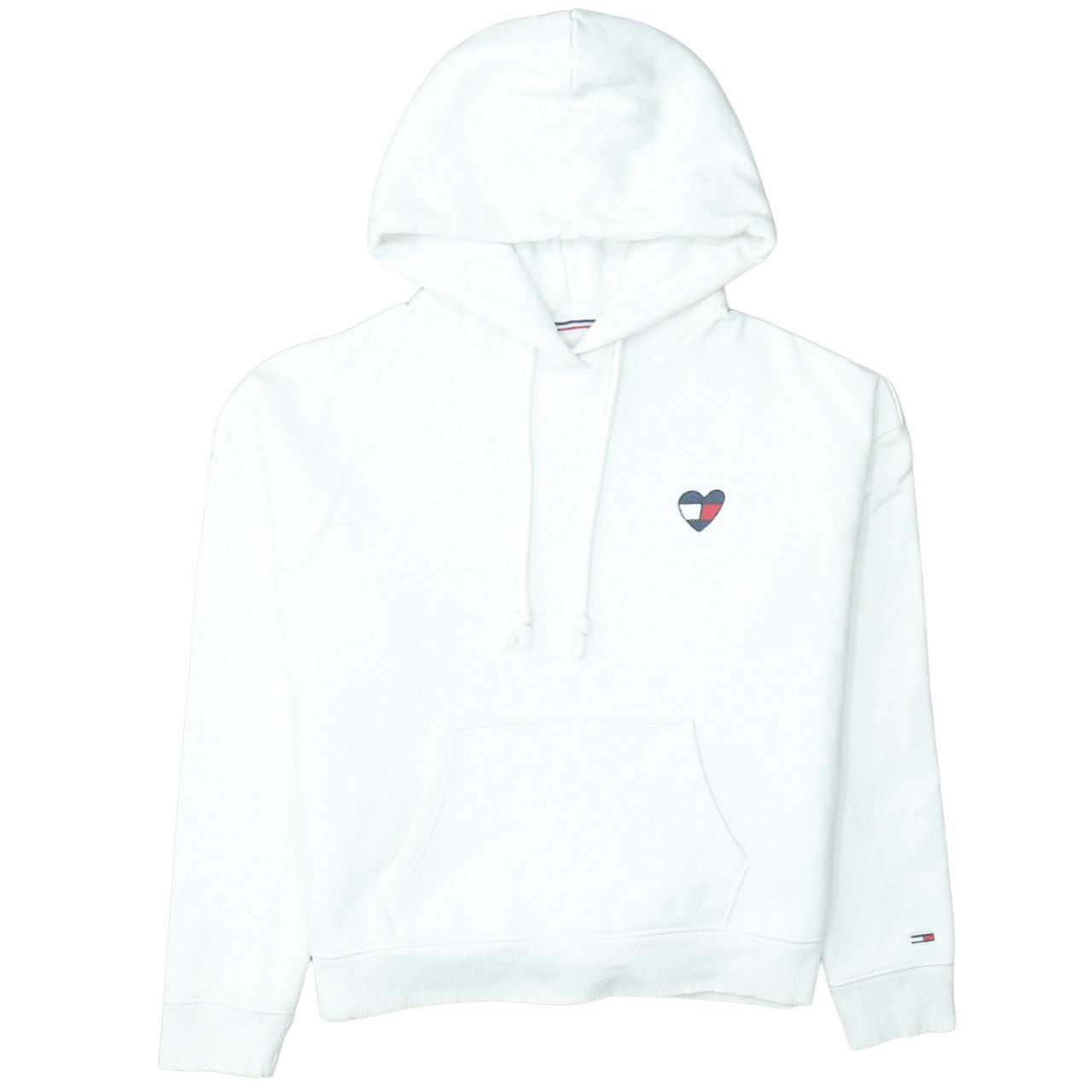 Tommy Jeans Women White Cotton Hooded Pullover Sweatshirt M