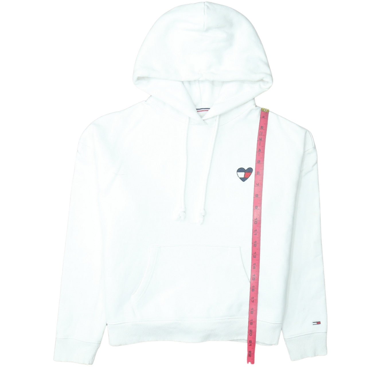 Tommy Jeans Women White Cotton Hooded Pullover Sweatshirt M