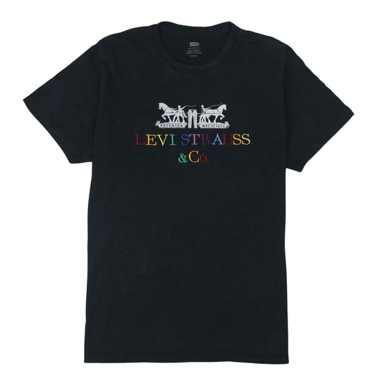 Levi's Men Black XL Graphic Logo Embroidered Cotton T-Shirt