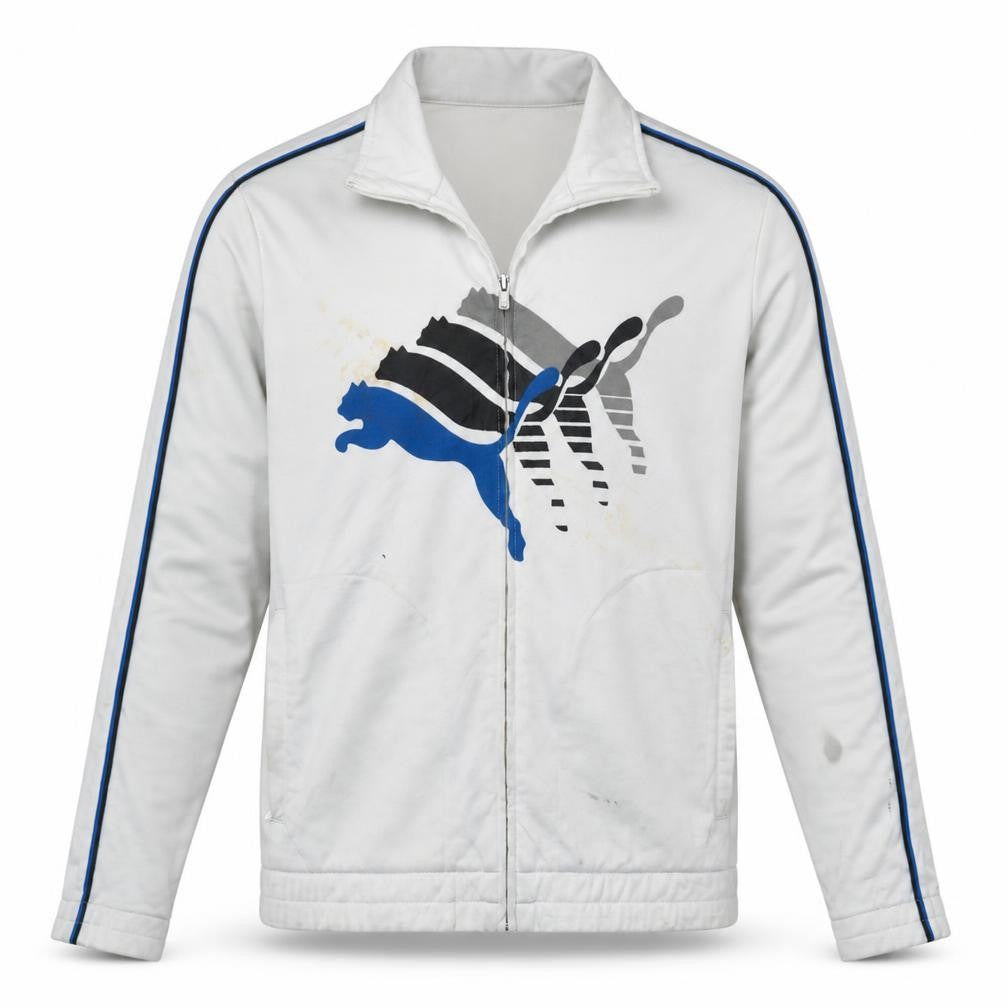 Puma Men's White Full Zip Sports Sweatshirt Small