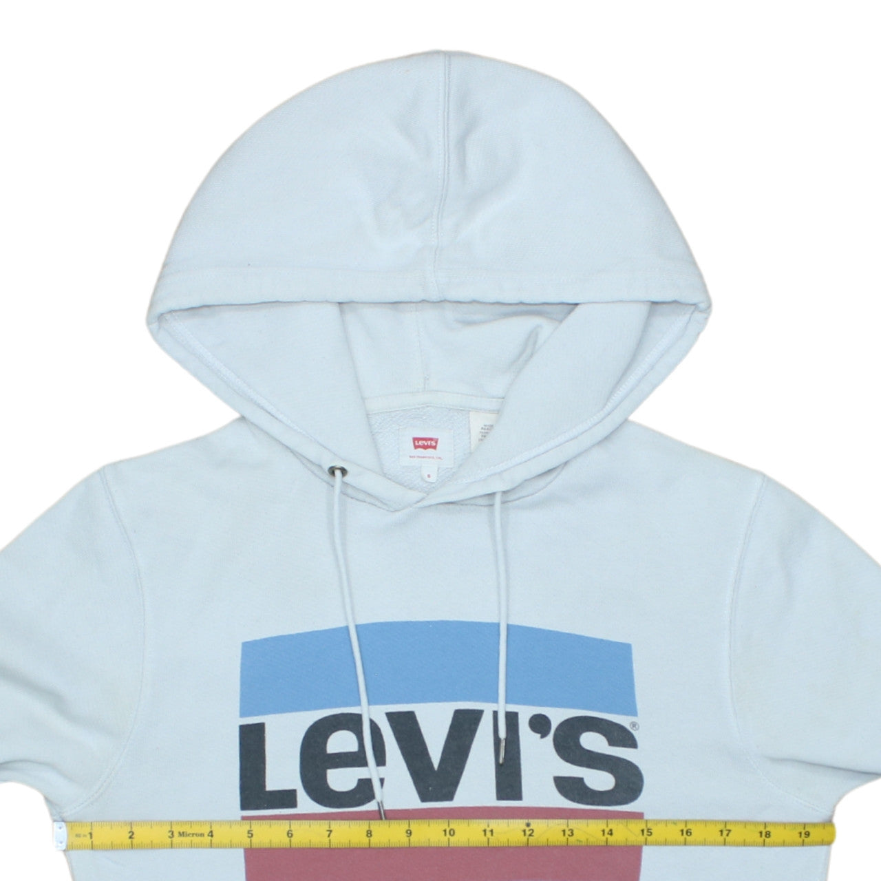 Levi's Mens Light Blue Hoodie Small Pullover Graphic Logo Cotton