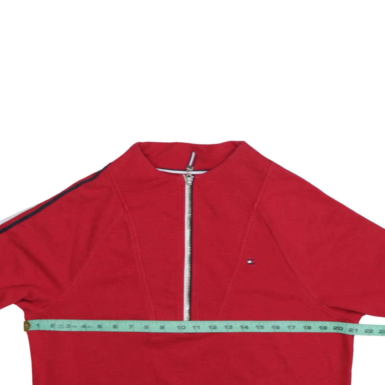 Tommy Hilfiger Womens Red 1/2 Zip Sweatshirt M Cotton Logo Trim